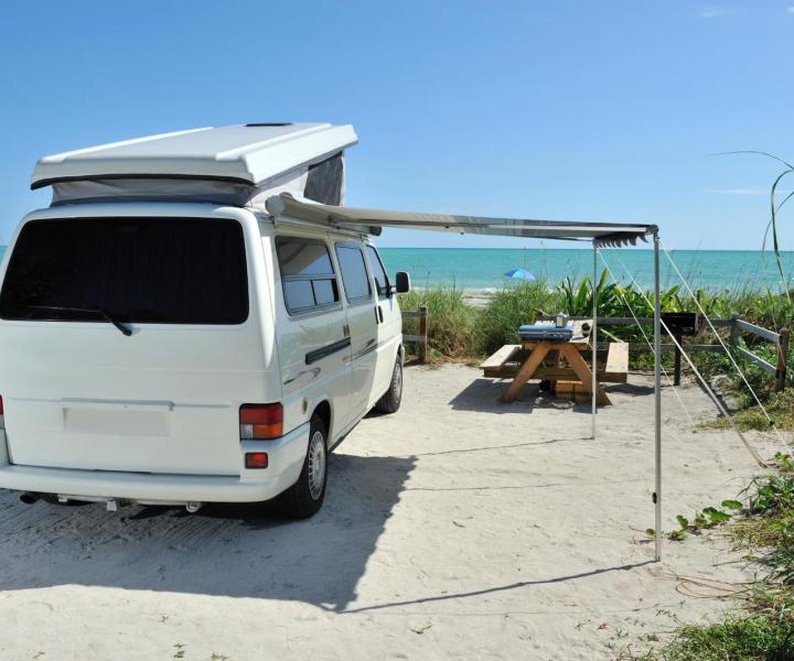 Campervan with an awning