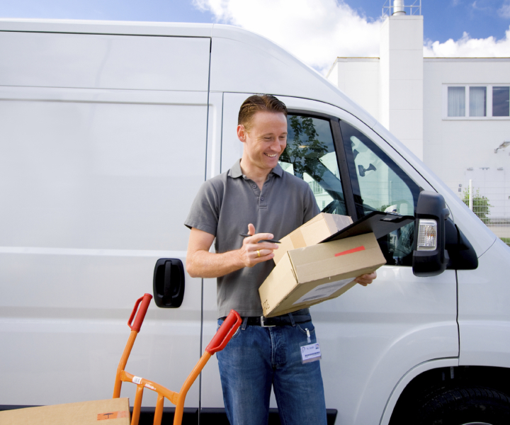 Deliveryman with white van
